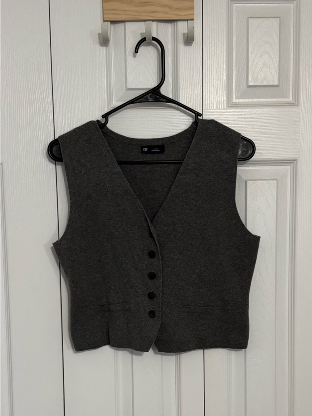 GAP Charcoal Gray Button Front Knit Vest
